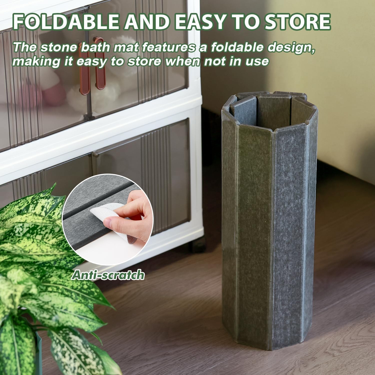 2 Pcs Stone Bath Mat Multipurpose, Foldable Stone Bathmat 23x15 Inch Water Absorbing Drying Mat for Kitchen Counter Bathroom Self Drying Bath Mats Gray Quick Dry Bathmat for Bathroom, Dish, Palnt Dry