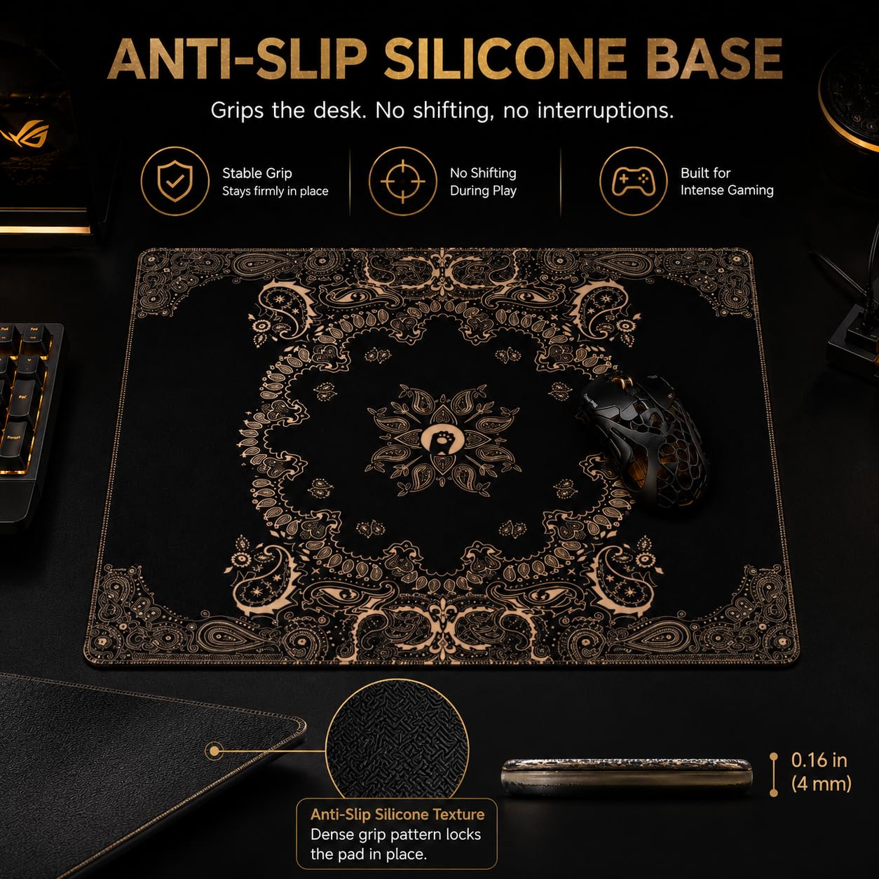Amazon.co.jp: AM SilkGlass 強化ガラスゲーミングマウスパッド、L 49