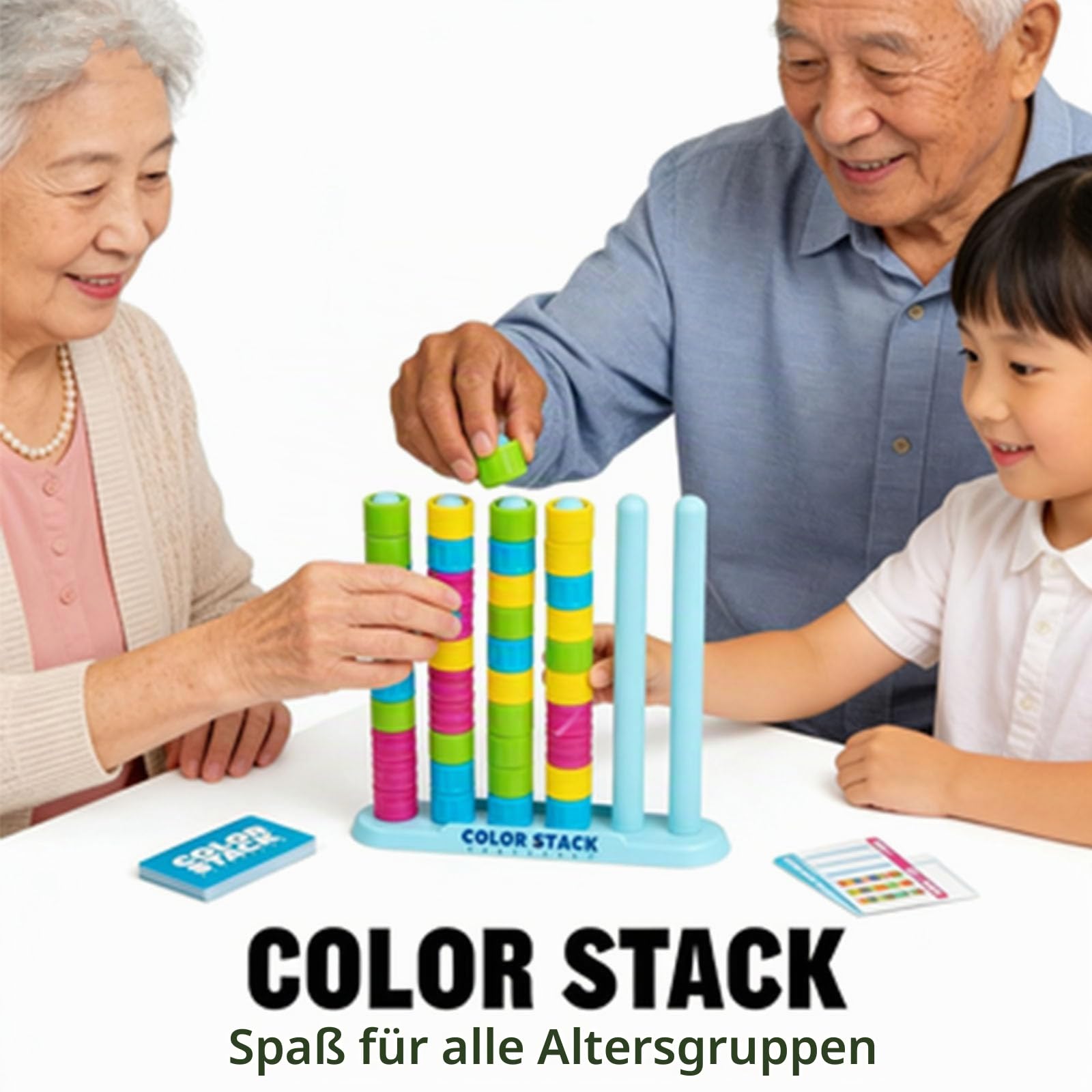 Color Stack Challenge Game, Color Matching Puzzle for 2 Players, Fast Pattern Ring Stack Board Game, Competitive Tabletop Brain Teaser for Family Night with 60+ Challenges