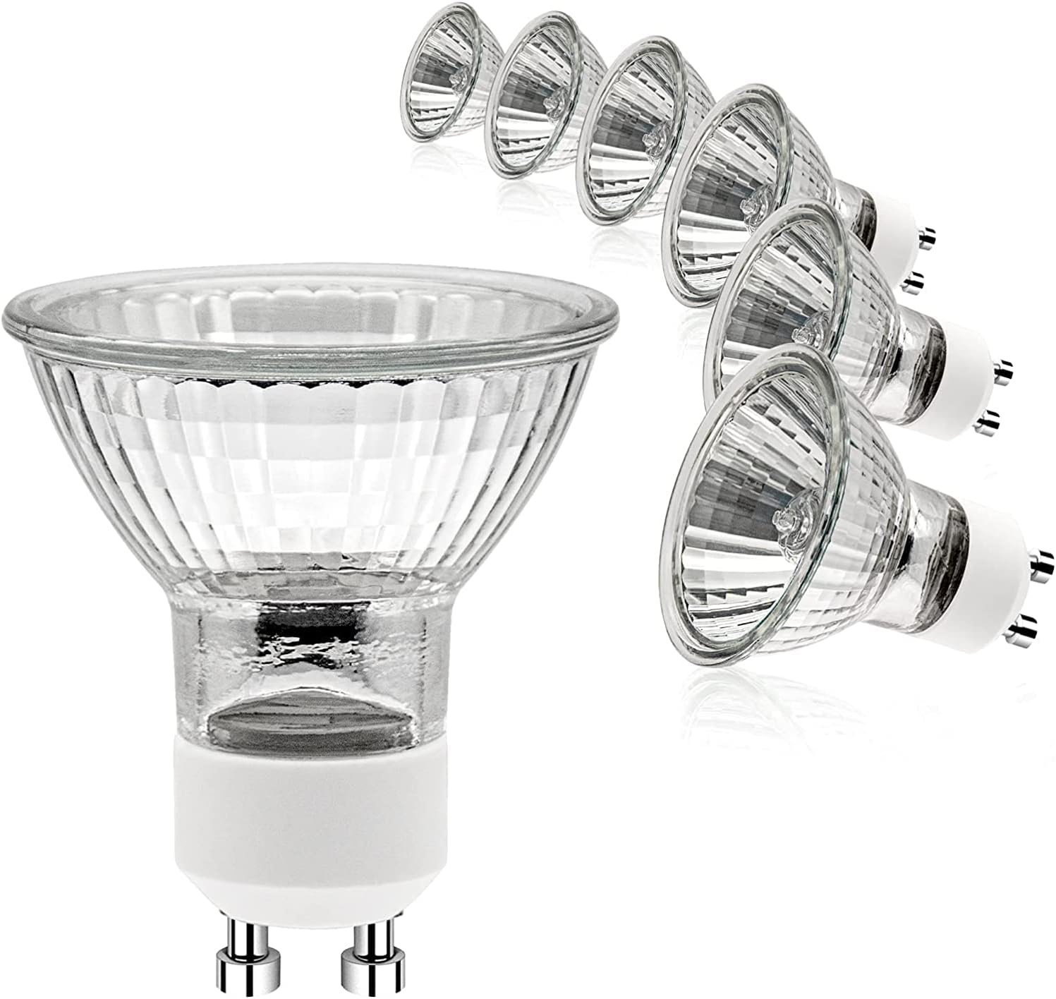 Simusi GU10 Halogen Light Bulbs, GU10 Bulbs 35W, 6 Pack Spotlight Bulbs AC 230V 35W, Light Bulbs Halogen Equivalent Energy 2 Pin 35° Beam Angle 2700K Dimmable Warm White