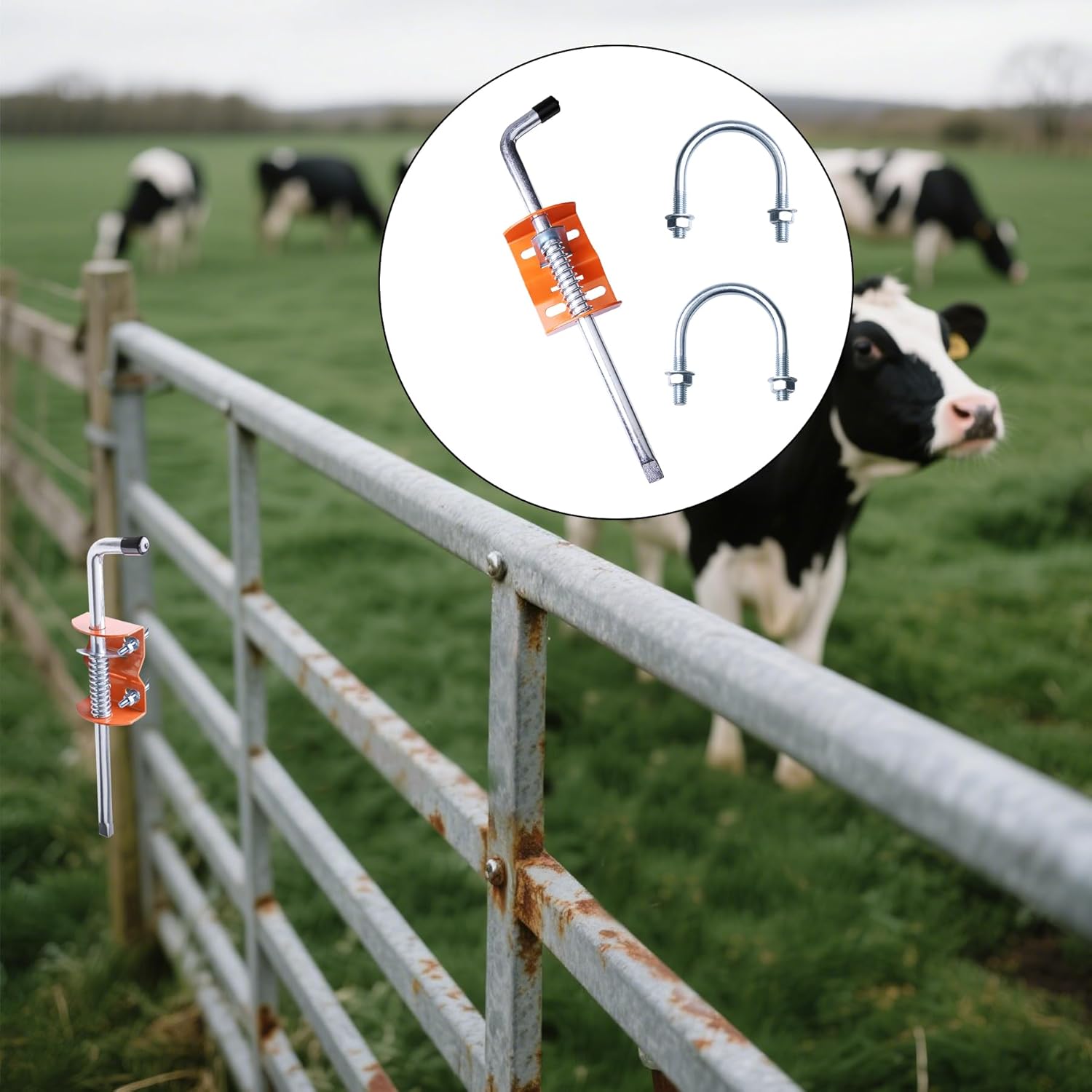 Aiwaiufu Heavy Duty Gate Anchor Cane Bolt –2 Pcs 18 Inch Drop Rod Stake for Farm, Garden, Ranch Fence Gates – Prevent Swinging & Sagging – Zinc Plated Steel