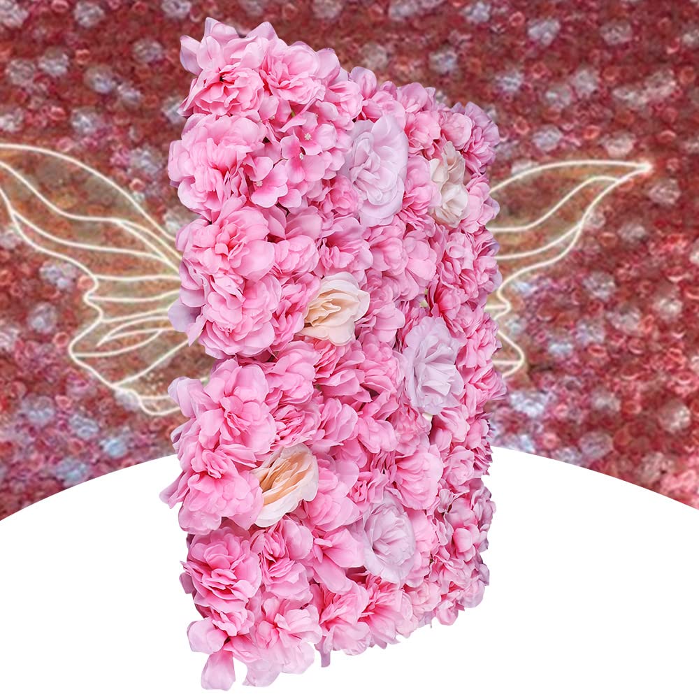 Künstliche Seidenblumen Wandpaneele für Balkon Garten Hochzeit Deko Pink 12 Stück 60x40cm