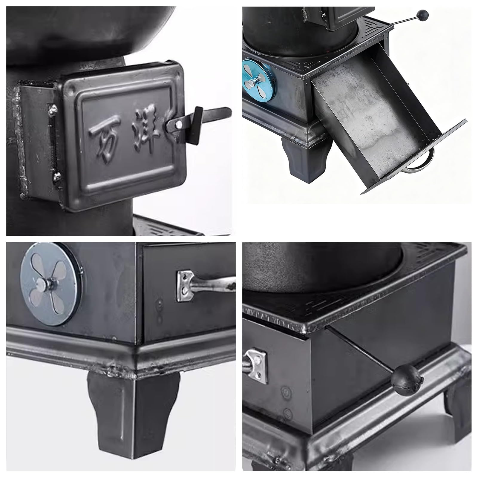 Stufa a Legna in Ghisa con Canna Fumaria Saldatura di Precisione Stufa a Razzo per Interni, Patio, Campeggio, Rifugio, Risparmio Energetico ed Efficiente(Stove+5 pipe)