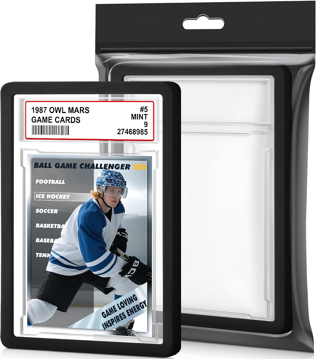 1 Pack Graded Card Slab with PSA Slab Bumper Set, Hard TPU PSA Slab Bumper Protector Guard Graded Card Slab Protectors with Label Position for Game Cards, Sports Cards, Trading Cards