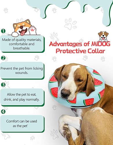 Miniatura 71 de MIDOG Inflatable Dog Cone Alternative for After Surgery - Soft Protective Donut Collar Prevents Licking, Comfortable Recovery E-Collar Alternative