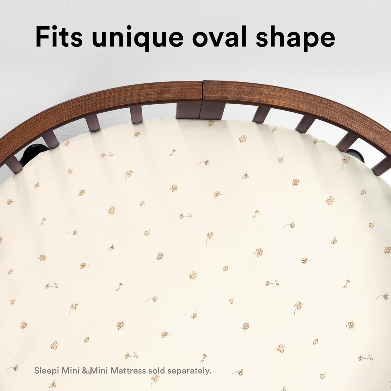 Stokke Sleepi Mini Fitted Sheet V3, Flower Ecru - Compatible with Sleepi Mini Mattress V3 - Washable - 100% Fine Cotton Percale