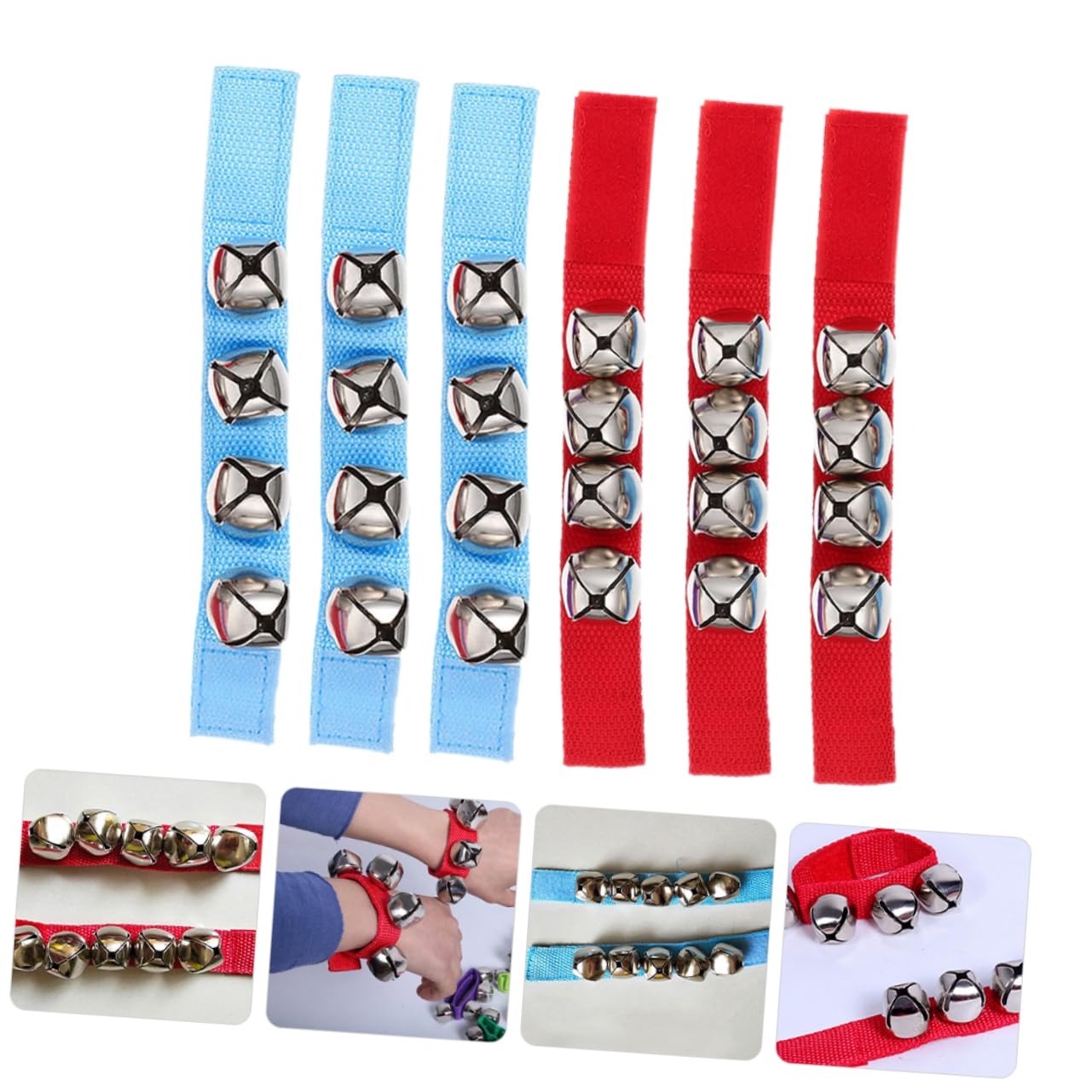 Yardwe Musical Instrument Wrist Bells 6 Pack Hand Wrist Shaking Bells for Toddlers Bright Unique