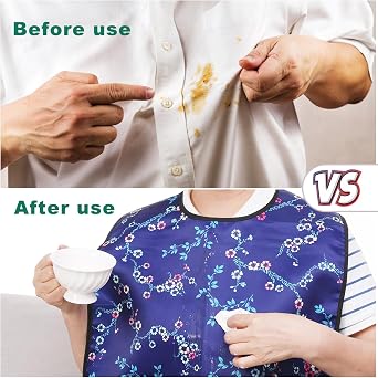 JFMkaer 3 Pack Adult Bibs for Women, Waterproof and Breathable Clothing Protector with Optional Crumb Catcher Washable Adult Bib for Elderly Seniors