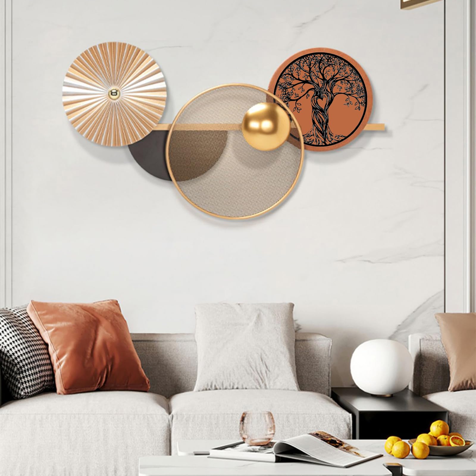 LIKEUDO Árbol de la vida con Buda para colgar en la pared, 40 cm, decoración de metal para sala de estar, árbol Bodhi y placa de pared de Buda