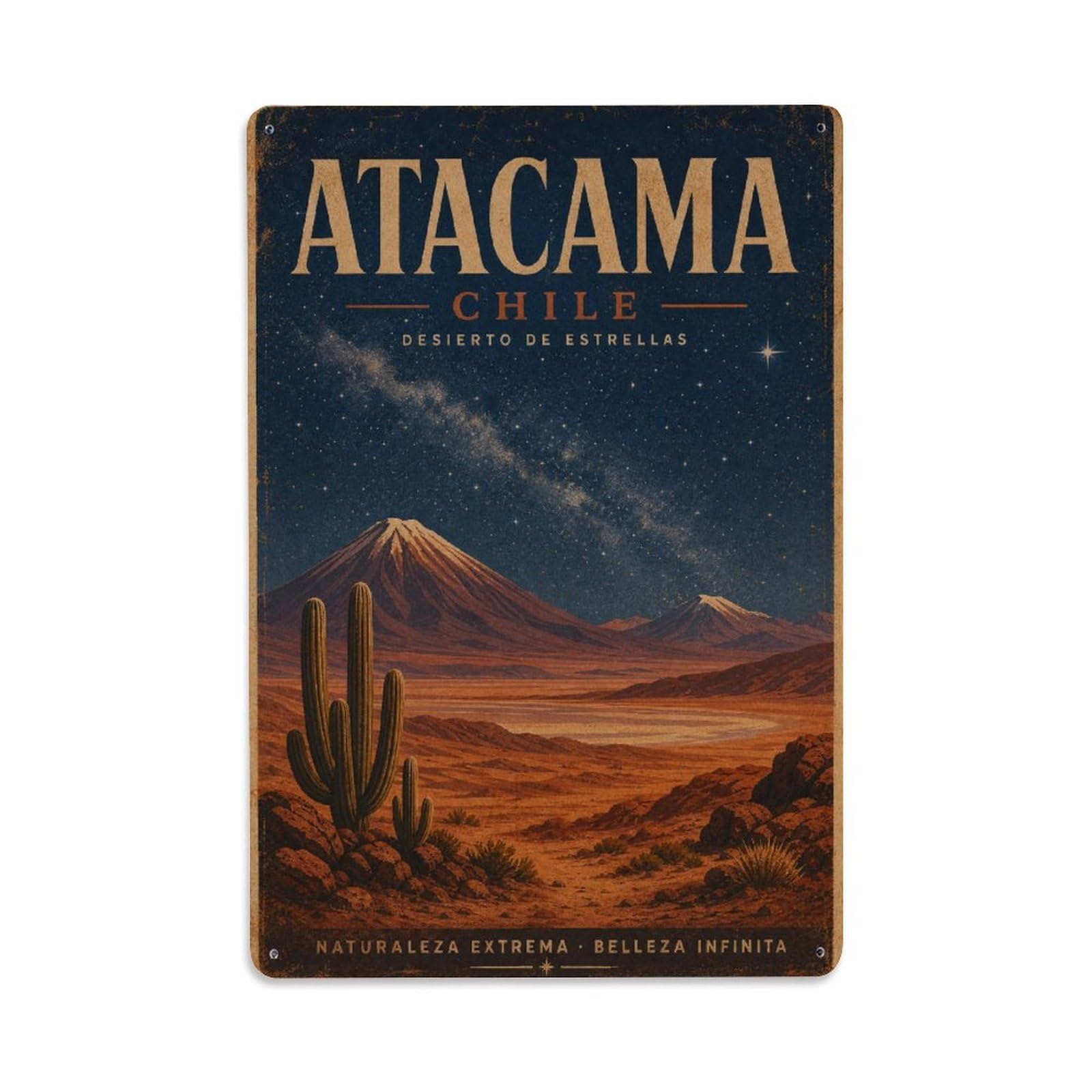 Metal Tin Sign Vintage Travel Chile Atacama