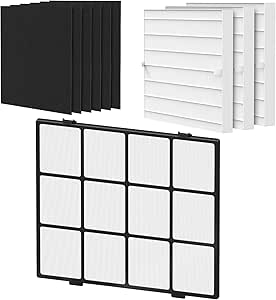 Airmega AP-1512HH Filtro di ricambio per purificatore d'aria Coway, compatibile con purificatore d'aria Coway Airmega AP1512HH, 3304899, 4 filtri Hepa con 4 filtri a carbone pretagliati