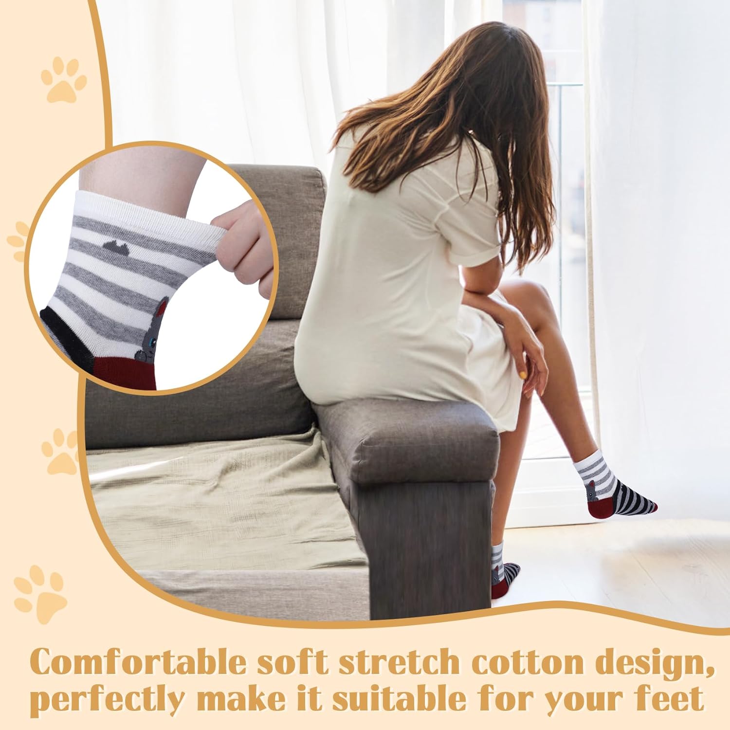 YSense 5 Pairs Cute Animal Socks for Women, Novelty Fun Crew Cotton Cat Dog Socks Stocking Stuffers Gifts for Women - Image 5