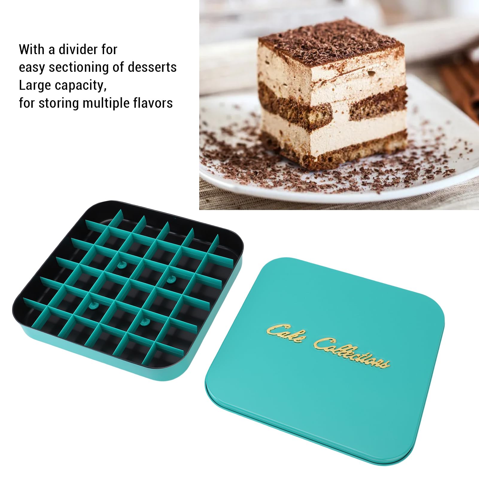 Quadratische Backform, 30,5 X 30,5 Cm, Edelstahl, Spülmaschinenfest, Gefriergeeignet, Backform mit Deckel, Kuchenform mit Trennwand mit Deckel und Schneidteiler für Brownies, Blechkuchen,