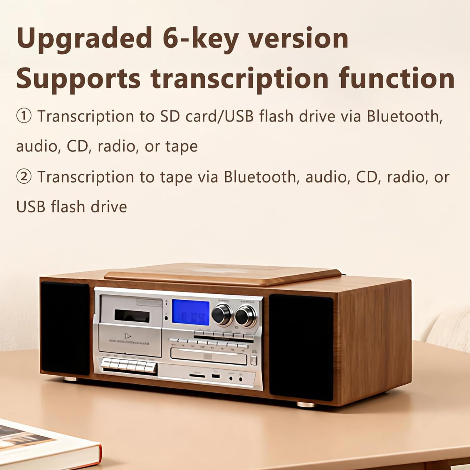 Przenośny odtwarzacz CD, stacjonarne odtwarzacze muzyczne CD, tryb USB/Bluetooth/AUX, obsługuje funkcje transkrypcji, z pilotem zdalnego sterowania, do domu, korytarza, biura