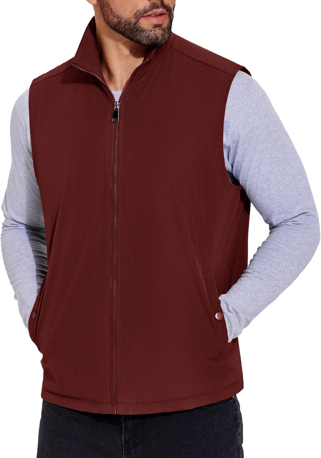COOFANDY Men's Casual Outerwear Vest Lightweight Full-Zip Sleeveless Jacket Outdoor Hiking Travel Golf Vest with Pockets