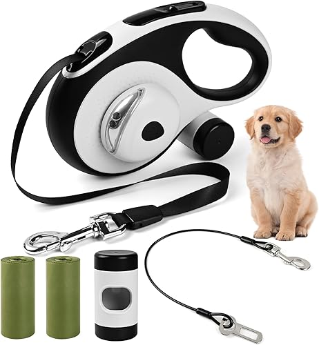 Miniatura 7 de Correa retráctil para perro de 16 pies con cable a prueba de masticaciones, correa resistente para perros grandes de hasta 110 libras, con luz LED,