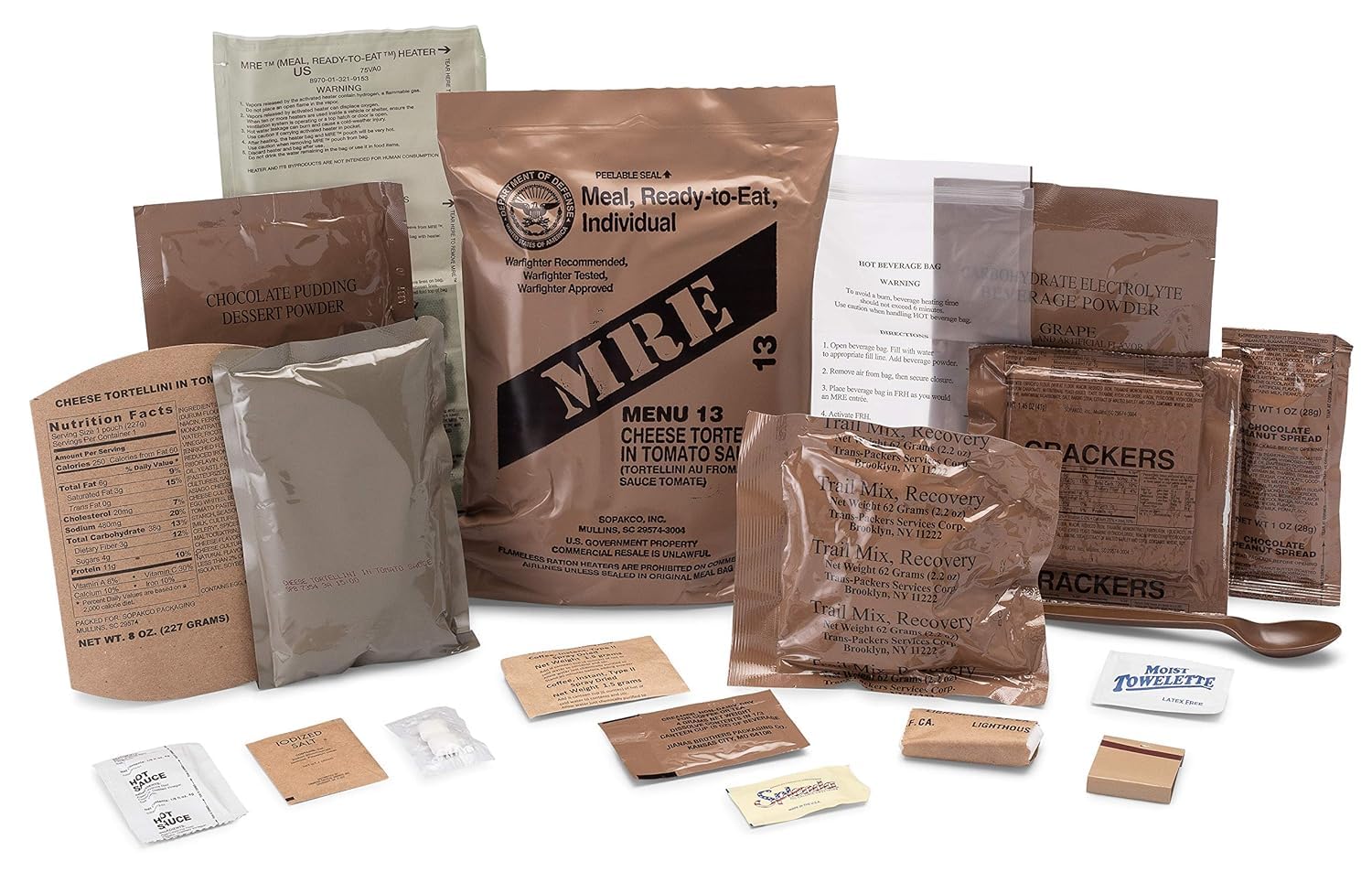 U.S. Meals Ready to Eat (Variety Pack of 12) – Nutritional Emergency Food Rations 2025 or Better - Freeze Dried Food w/Flameless Heater, Entree,& More - MRE Kit for Emergency Survival, Hunting, & More