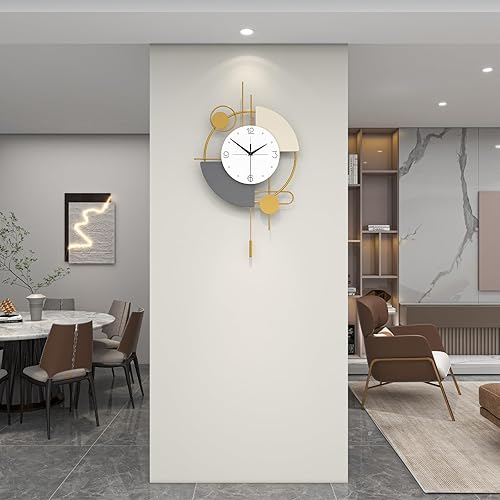 Miniatura 4 de Reloj de pared grande y moderno para decoración de sala de estar, reloj de pared dorado decorativo grande de 25 pulgadas con péndulo funciona con