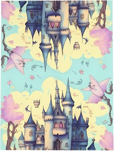 Miniatura 3 de DowrAp Tarjeta de felicitación azul castillo de cuento de hadas con calcomanías de sobre, adecuada para bodas, cumpleaños, vacaciones, cualquier