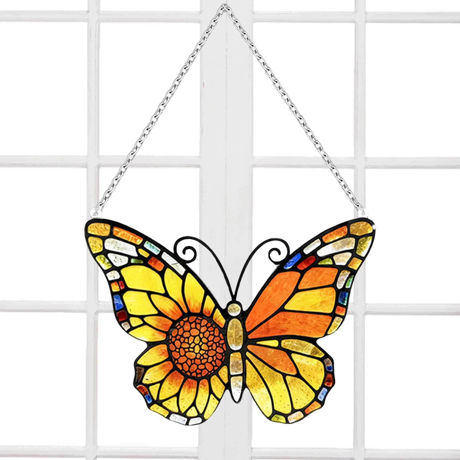 Décoration papillon en vitrail attrape-lumière mural pour intérieur
