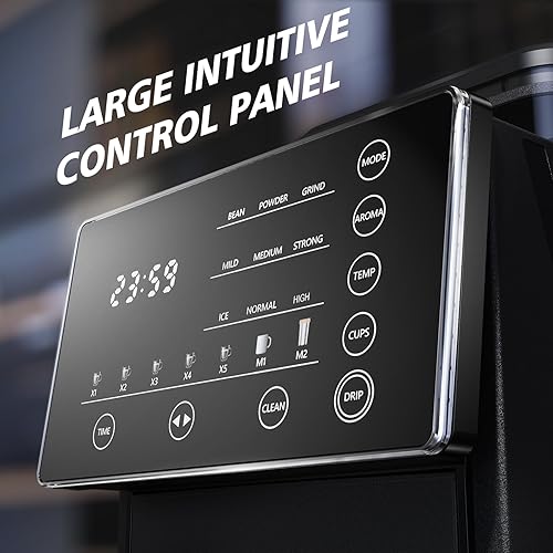 Miniatura 2 de Cafetera con molinillo, cafetera programable caliente y fría con jarra de vidrio de 22 onzas, cafetera totalmente automática con temporizador