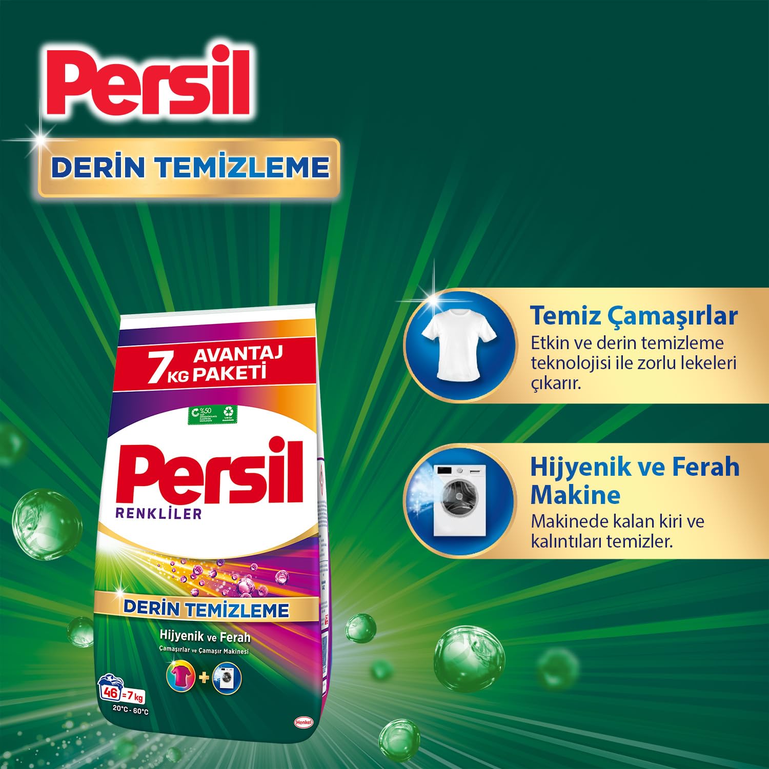 Persil Expert Toz Çamaşır Deterjanı Renkliler 7 kg, Renkliler 7kg (3 paketi)