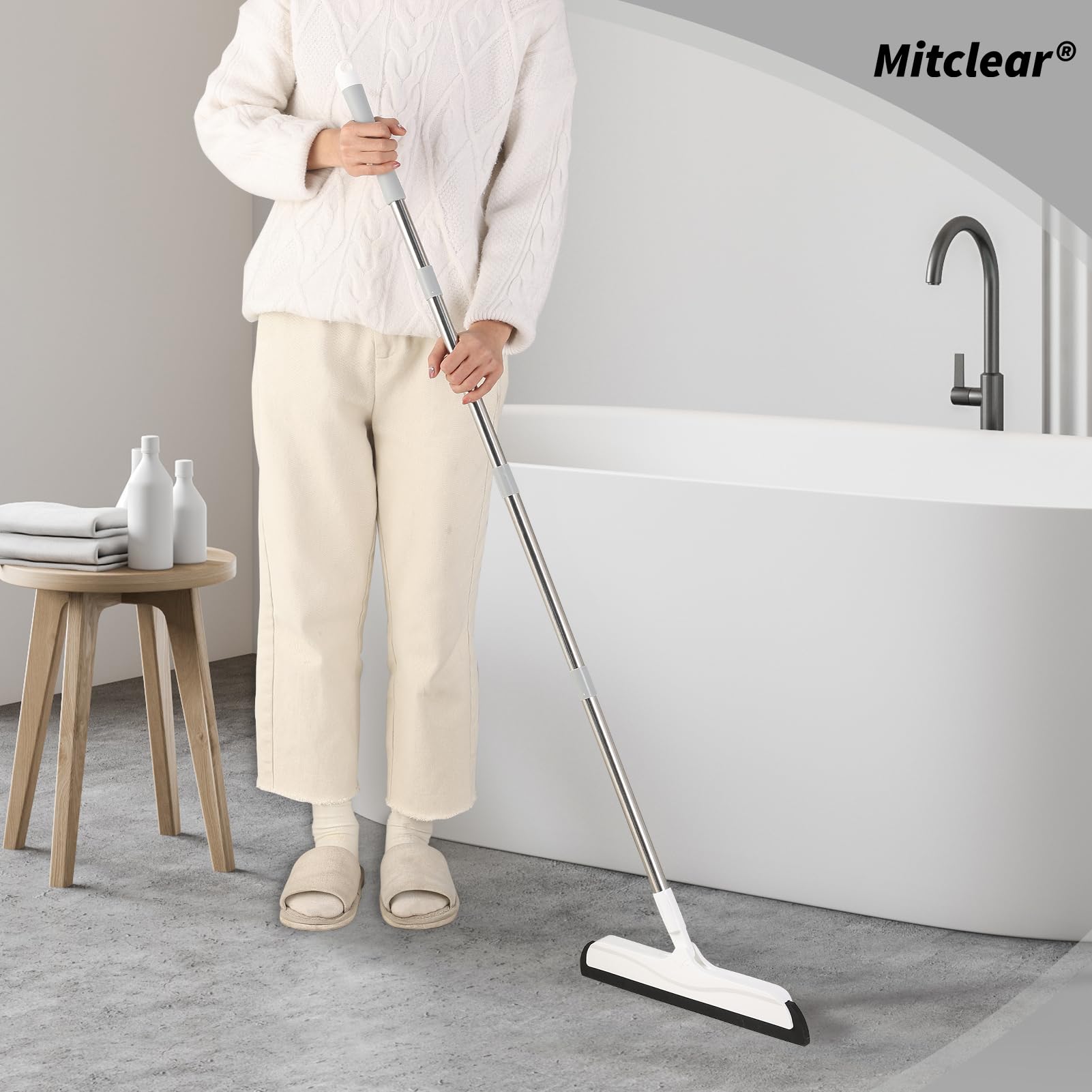 Mitclear Floor Squeegee with Long Handle(50IN), Extendable Foam Squeegee Mop for Wet Room Squidgy Shower Cleaner - Image 2