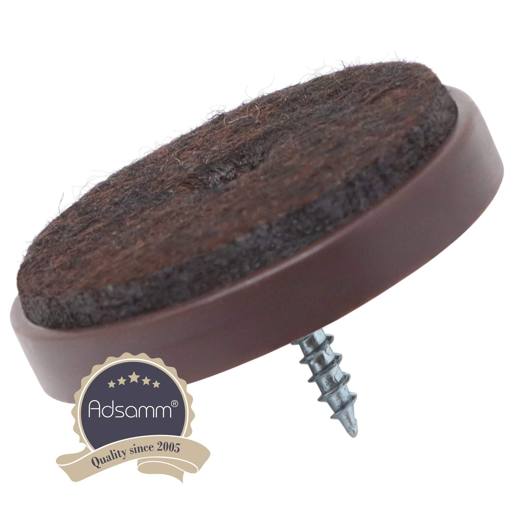 Adsamm 32 x Felt Glides with Screw Brown Diameter 40 mm Round Furniture Glides for screwing in Premium — view 4
