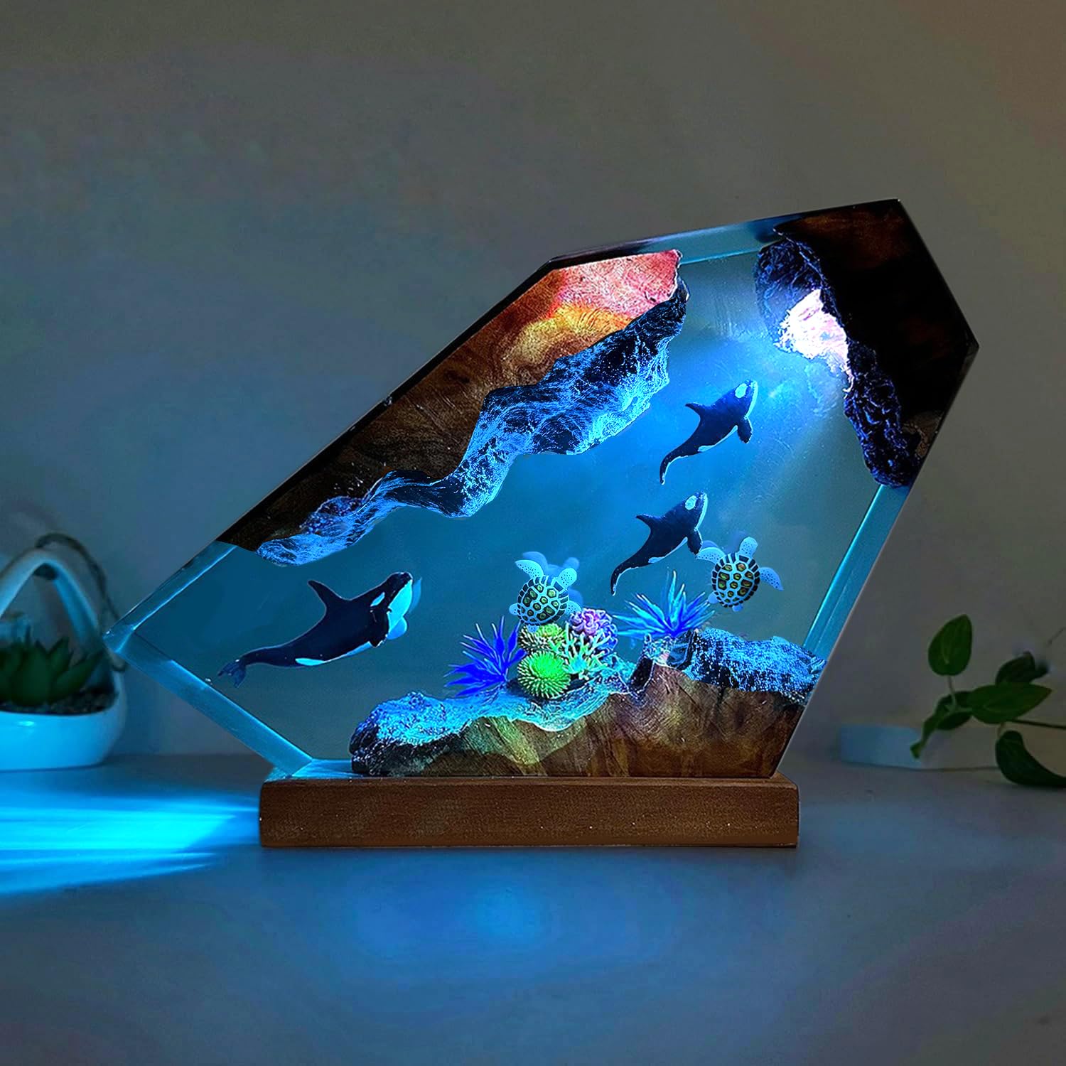 【お魚】decolamp L flame Amazon.com: MASDEC Handmade Orca Ocean Resin Lamp for Home Office