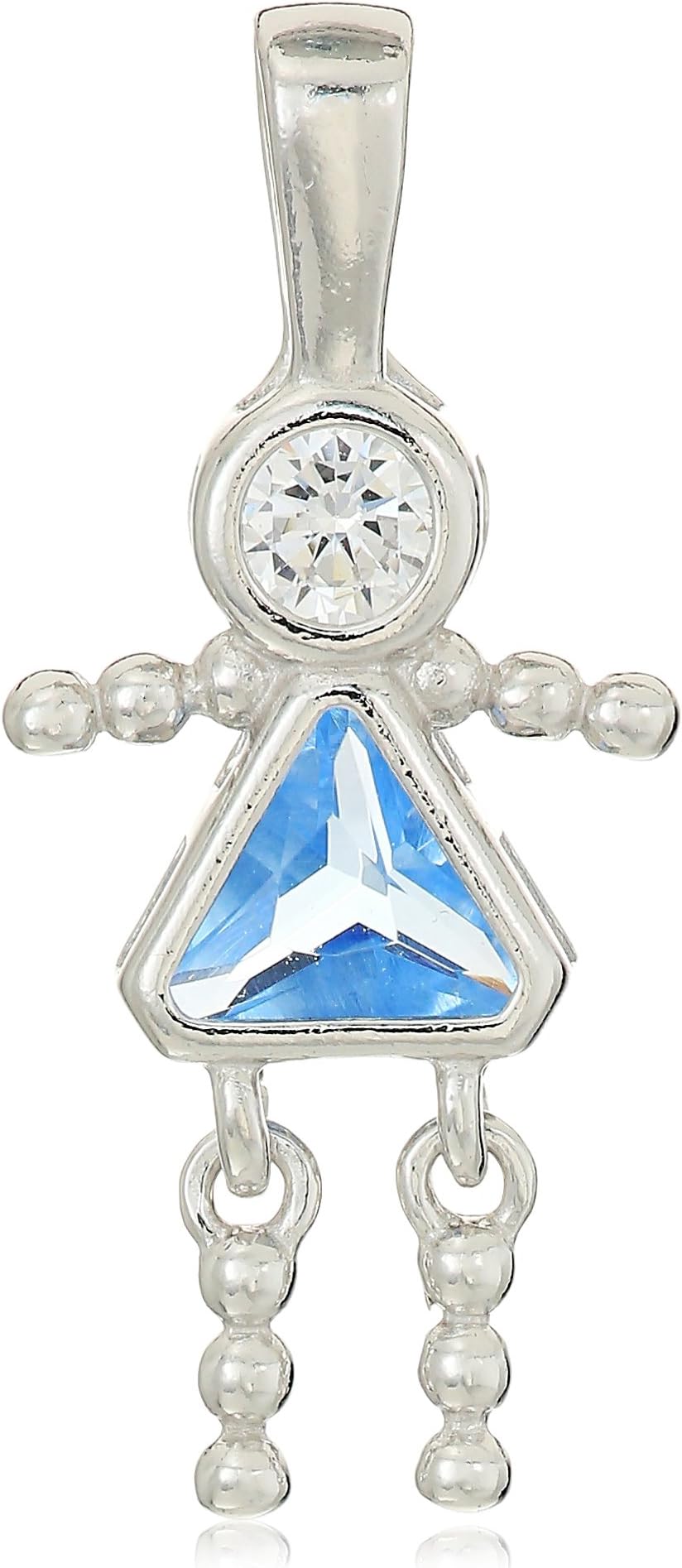 Sterling Silver, AAA Cubic Zirconia and Simulated Birthstone Babies Charm