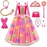 Princess Dresses for Girls - Light Up Princess Dress Up for 3-10 Year Old, Costume for Girls Halloween Birthday