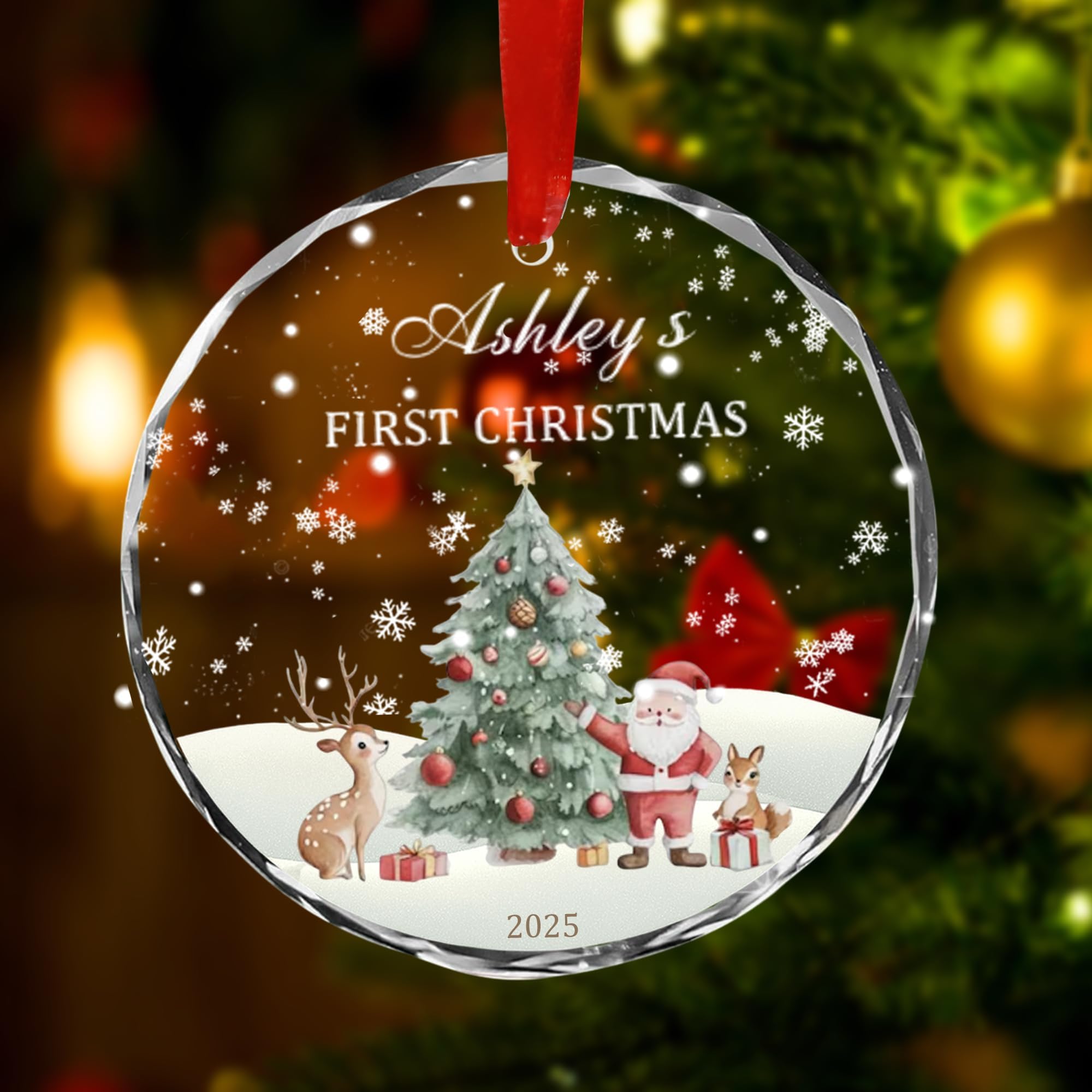 Custom Baby's First Christmas Bauble Ornament, Personalized Baby 1st Christmas Ornaments, Custom Babie Shower Gifts, Newborn Gifts, Xmas Birthday Keepsake Gift for Kids, Xmas Tree Decor 4