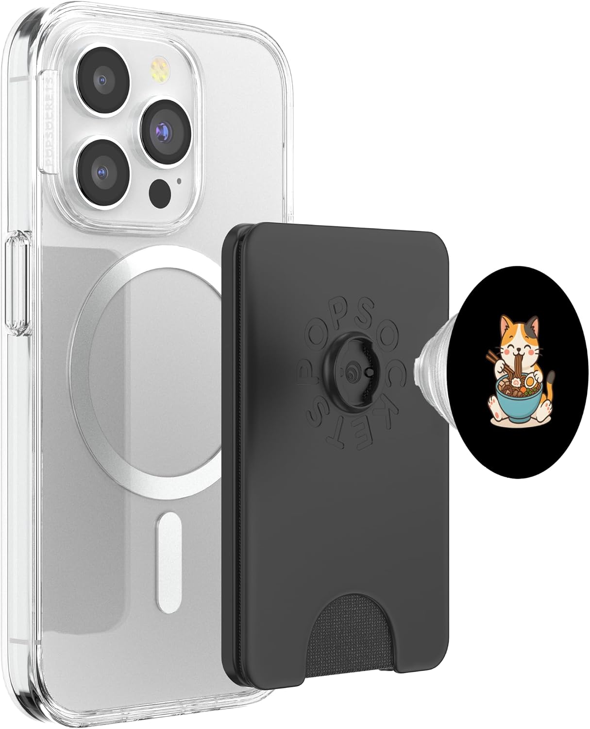 Anime Cat Ramen Japanese Funny Graphic Tees Kawaii Cat Anime PopSockets PopWallet for MagSafe image 3