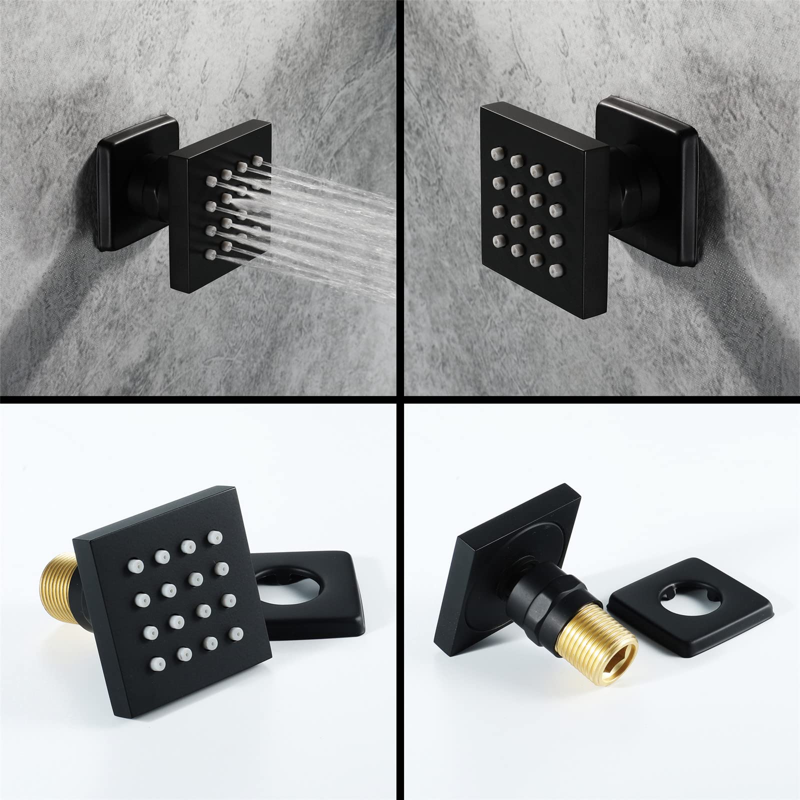 Termostatyczny system prysznicowy, zestaw prysznicowy z muzyką Bluetooth, 58 x 38 cm, system prysznicowy z deszczownicą ręczną, 6 zestawów armatury spa Body Combo