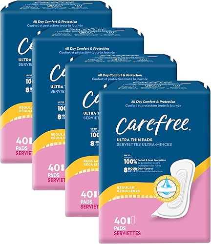 Miniatura 1 de Carefree Almohadillas ultra finas para mujer, almohadillas regulares sin alas, 160 unidades (4 paquetes de 40 unidades)  Carefree Pads, cuidado