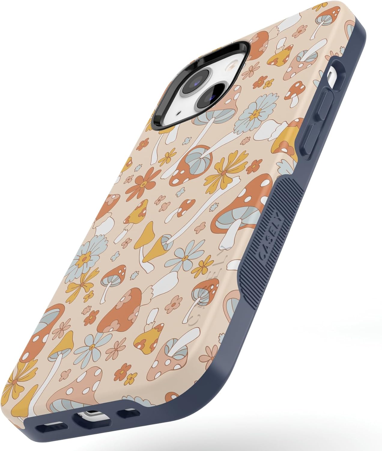 Casely iPhone 14 Case | Mushroom Magic | Retro Floral | Bold Protective Design | Compatible with MagSafe