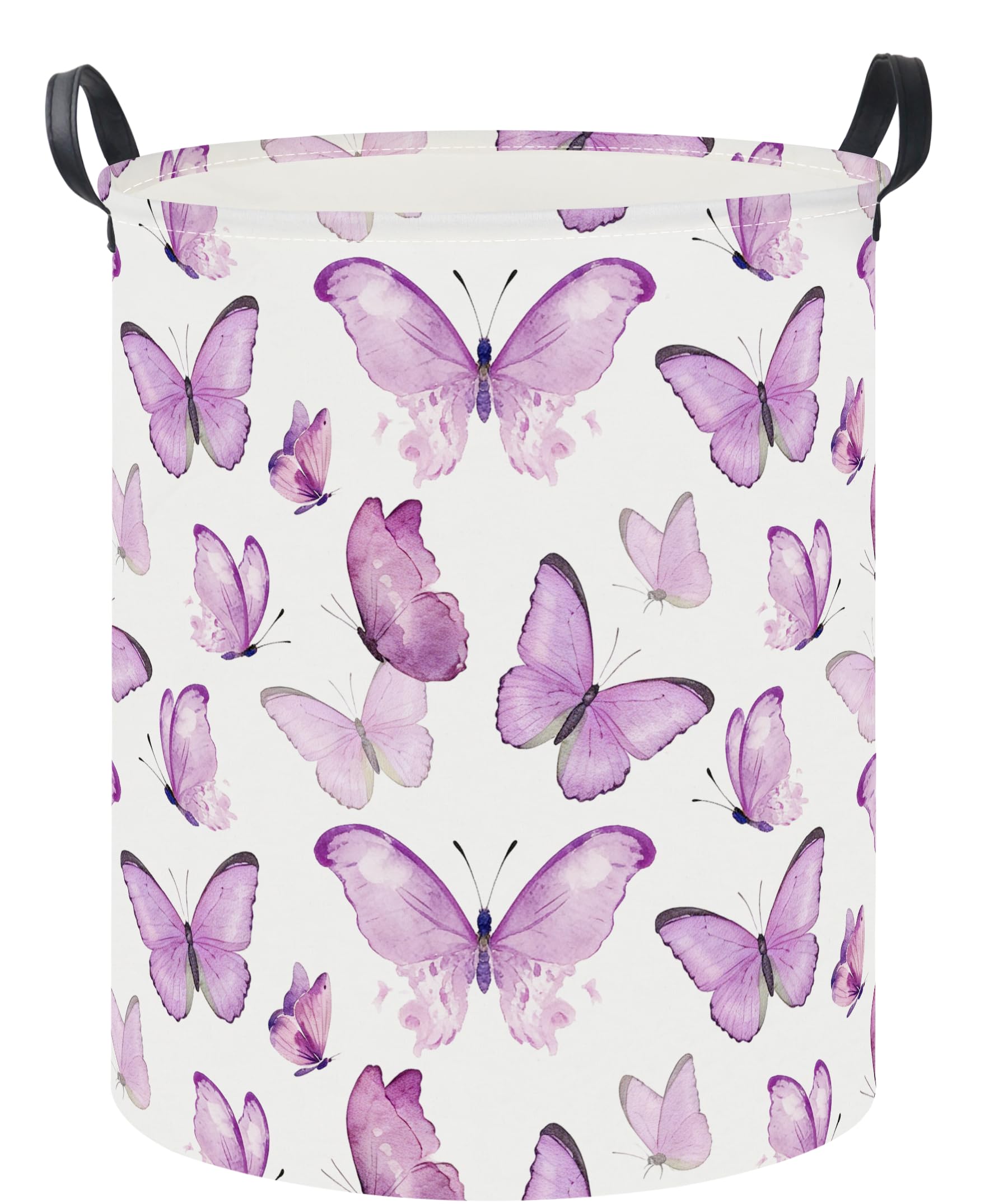 19.7" Laundry Basket,Dirty Clothes Hamper,Waterproof Storage Bin,Room Decor(Fluttering Butterfly)