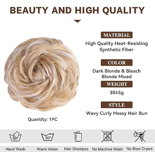 Miniatura 3 de HAIRCUBE 1 pieza de cabello desordenado de moño desordenado para mujer, extensiones de cabello sintético grueso y recogido para coleta de caballo