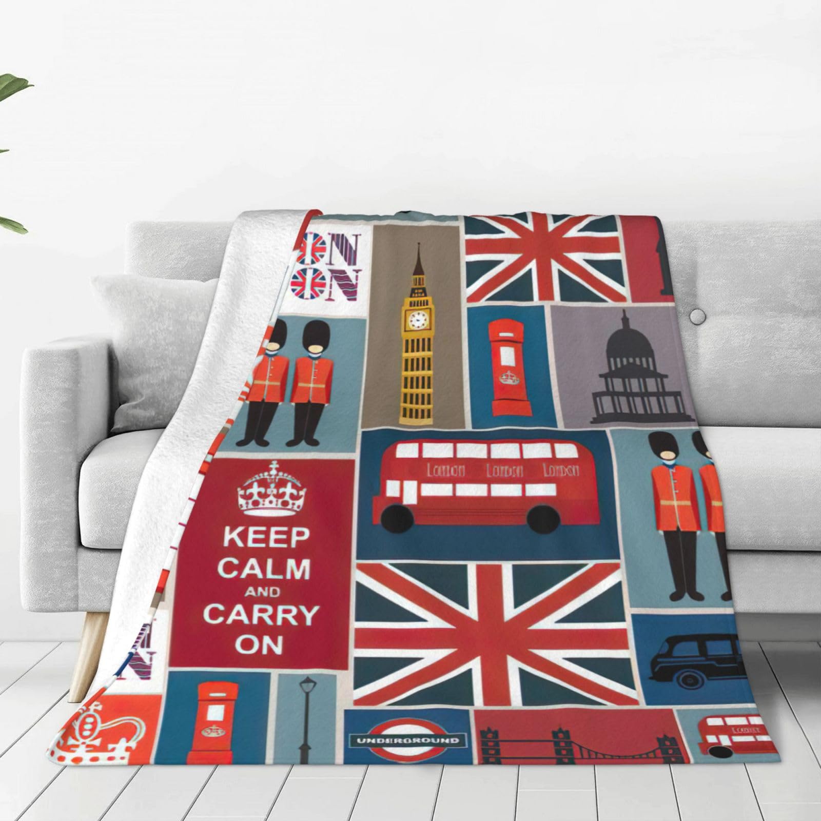 Couverture polaire imprimée Angleterre, le cadeau idéal pour lit