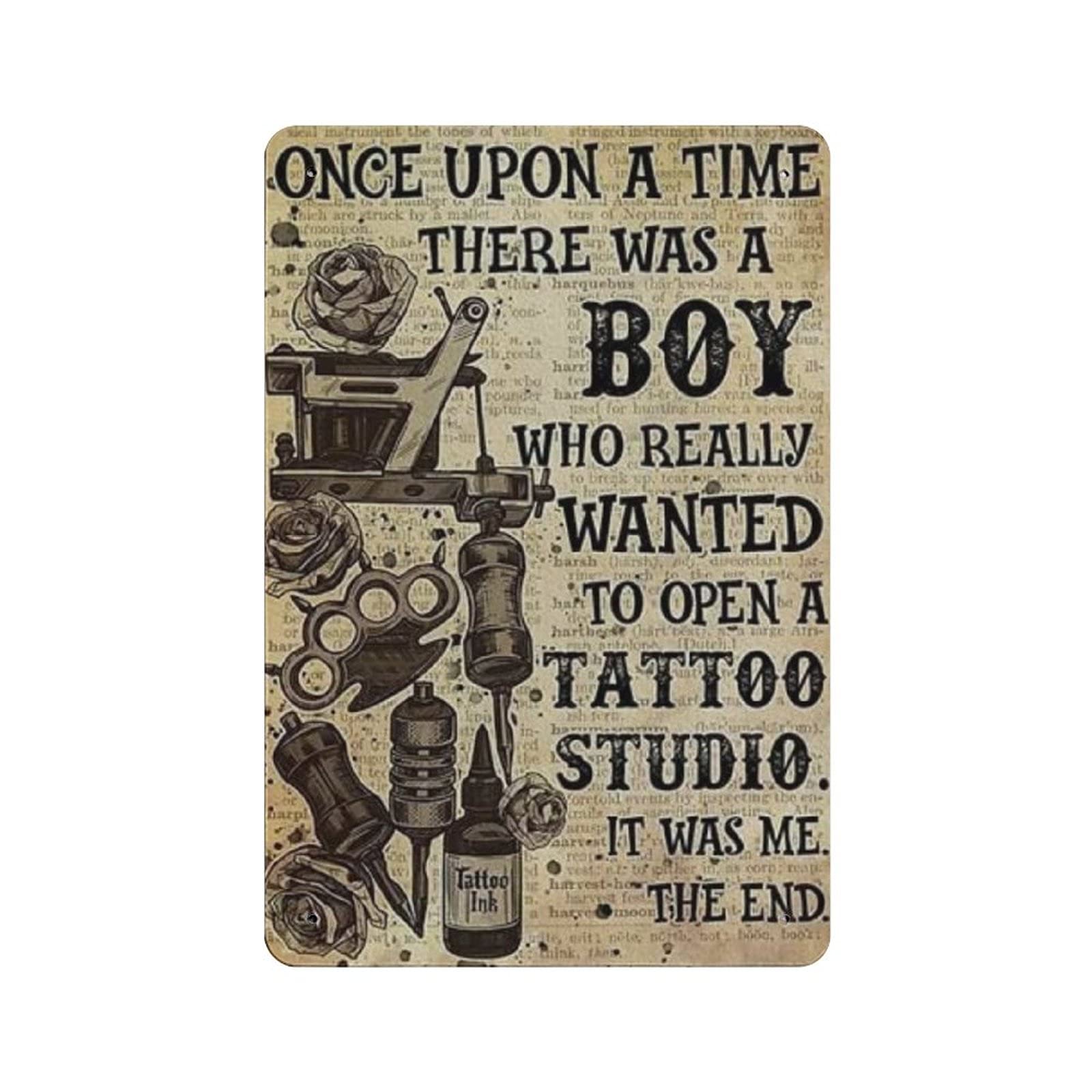 Metal Tin Sign Become A Tattoo Artist Vintage Tin Poster Metal Sign Wall Decoration Country Kitchen Home Garage Decor 12"x8"