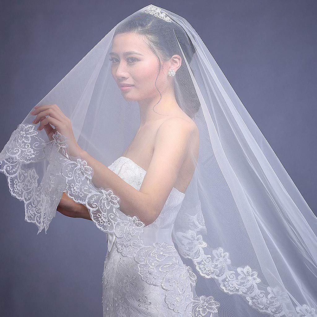 Amazon.com: bluederst Women Wedding Veil 3M Length Cathedral  display picture 2