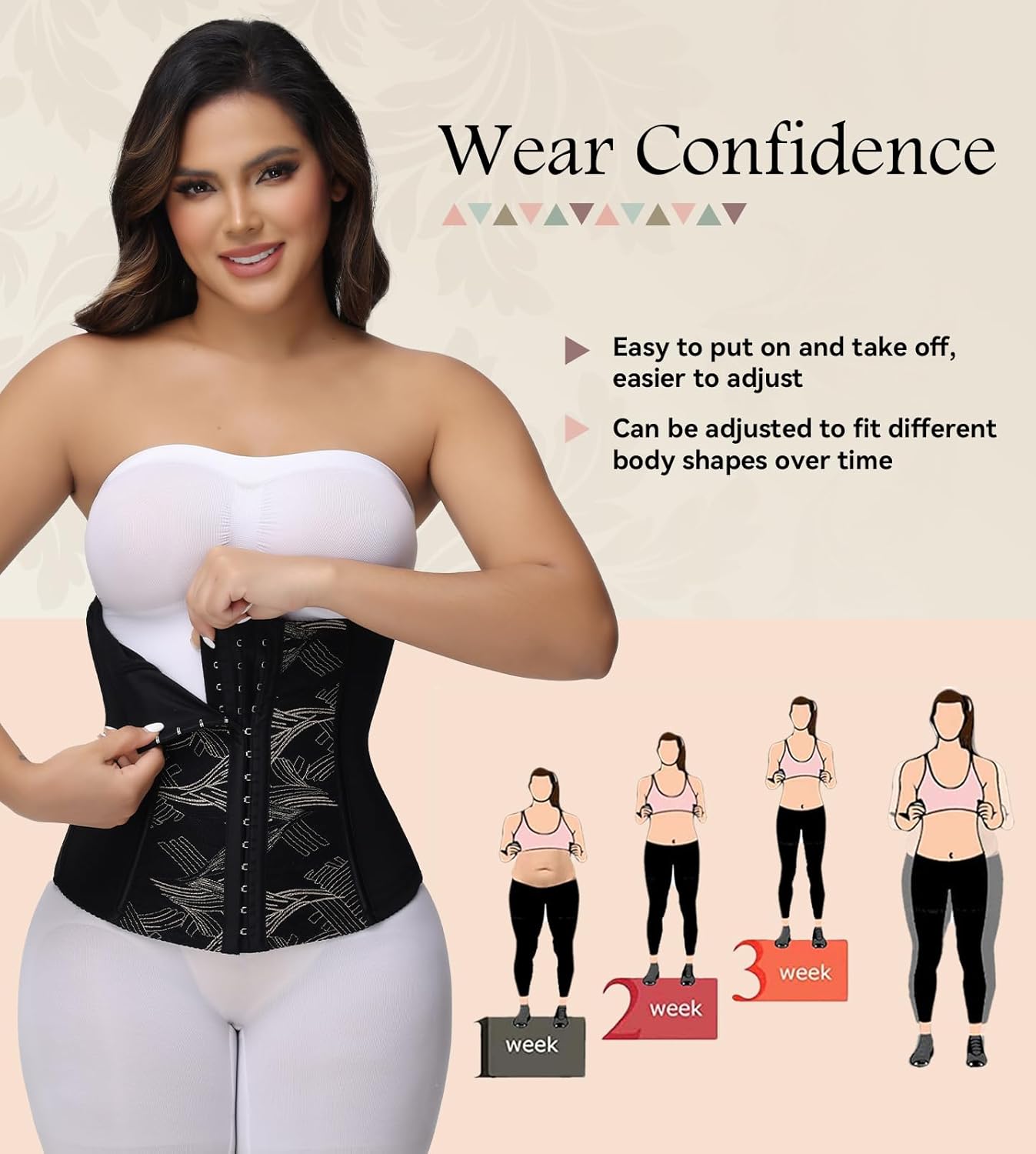 SHAPSHE Corset Top Waist Trainer Shaper Cincher Womens Corset Shapewear Black Going Out Underbust Faja Body Shaper with Hooks - Image 4