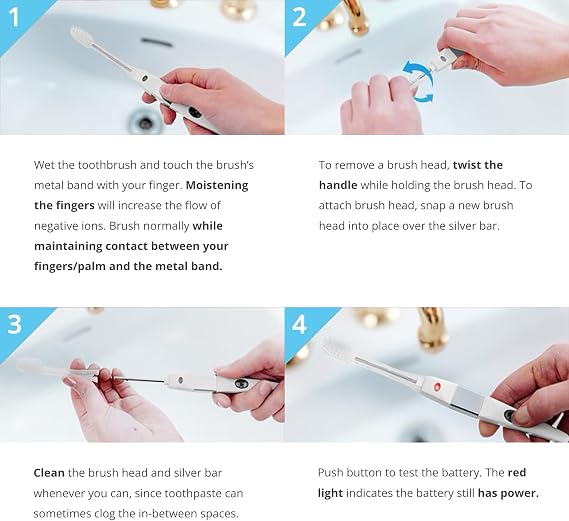IONIC KISS Ionic Toothbrush [Body] with Superfine Soft Bristles Extended Filament Made in Japan, Interchangeable Brush Heads Compatible with All IONPA Brushes EXH21