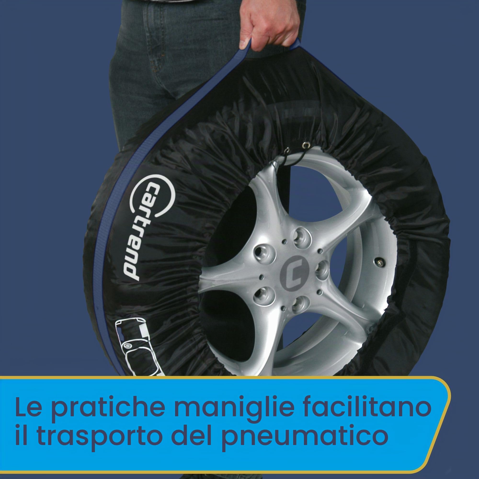 Unitec 75555 - Set borse porta gomme con tracolla, Per pneumatici auto da 33 cm (13") a 46 cm (17"), 4 pezzi