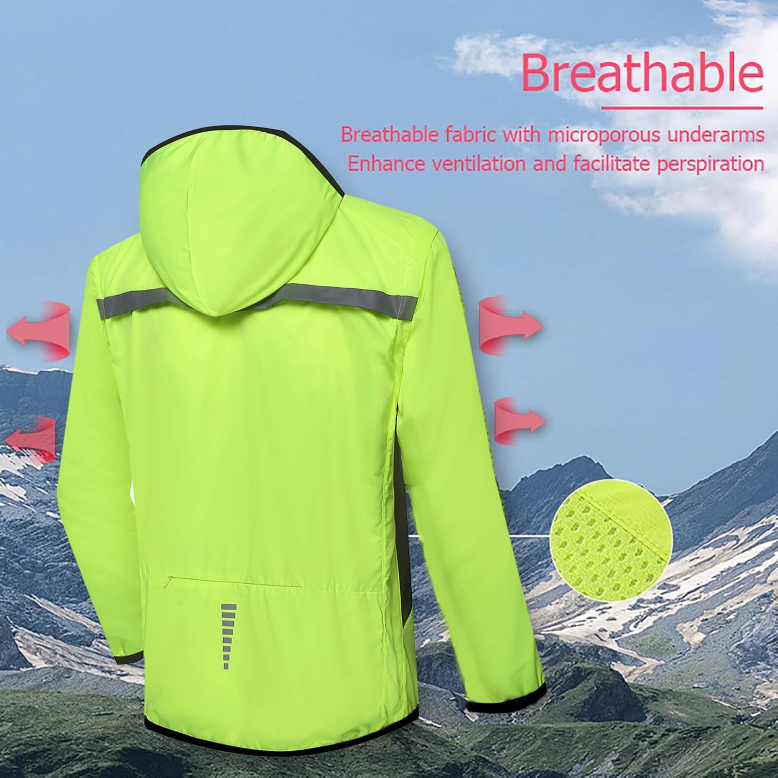 ARMAAN Chaqueta Impermeable Ciclismo De Hombre, Cortavientos Reflectante, Para Bicicleta De Montaña, Ropa Para Golf, Senderismo Y Actividades De Running