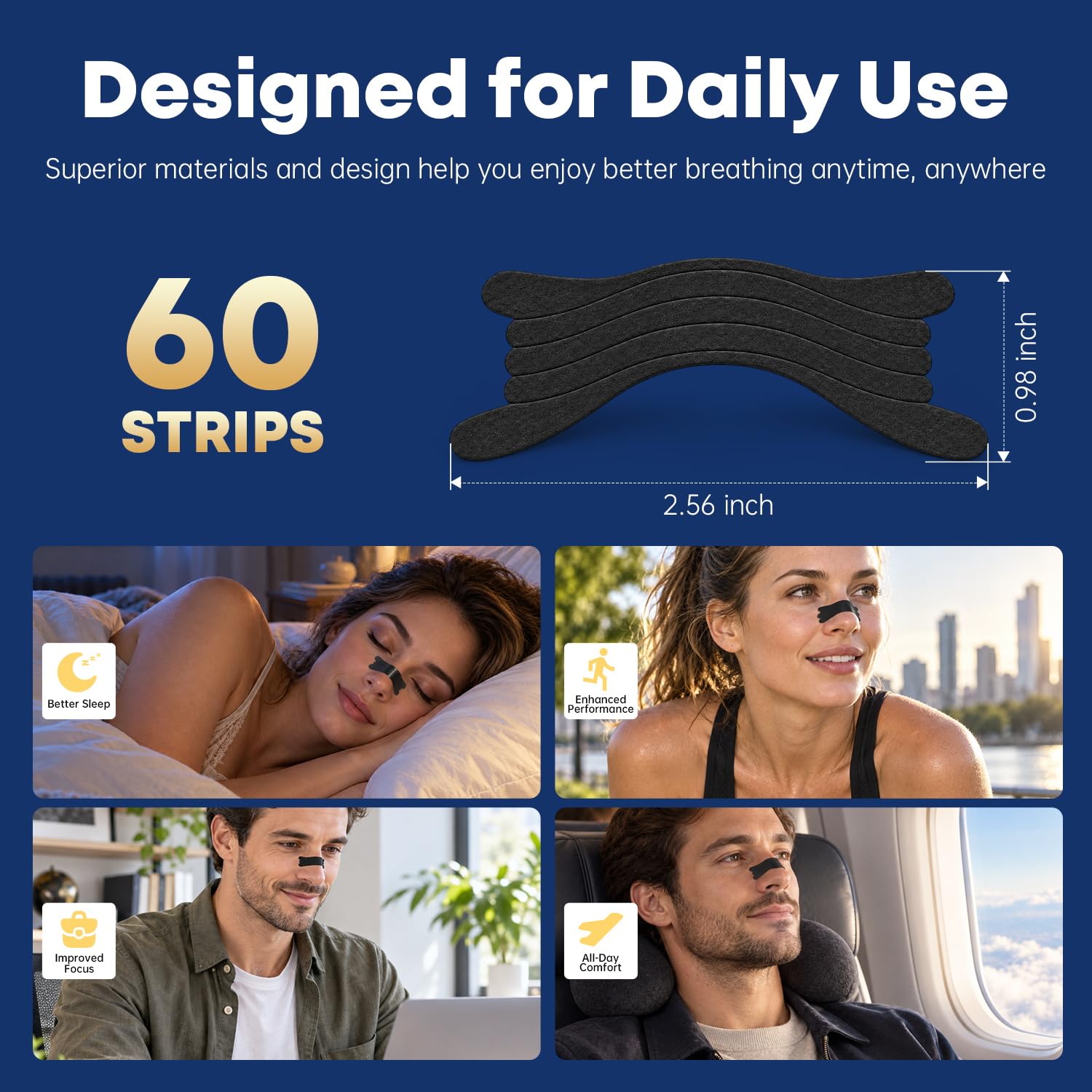 60 PCS Extra Strength Nasal Strips for Snoring & Congestion Relief - Black — Amazon image 5