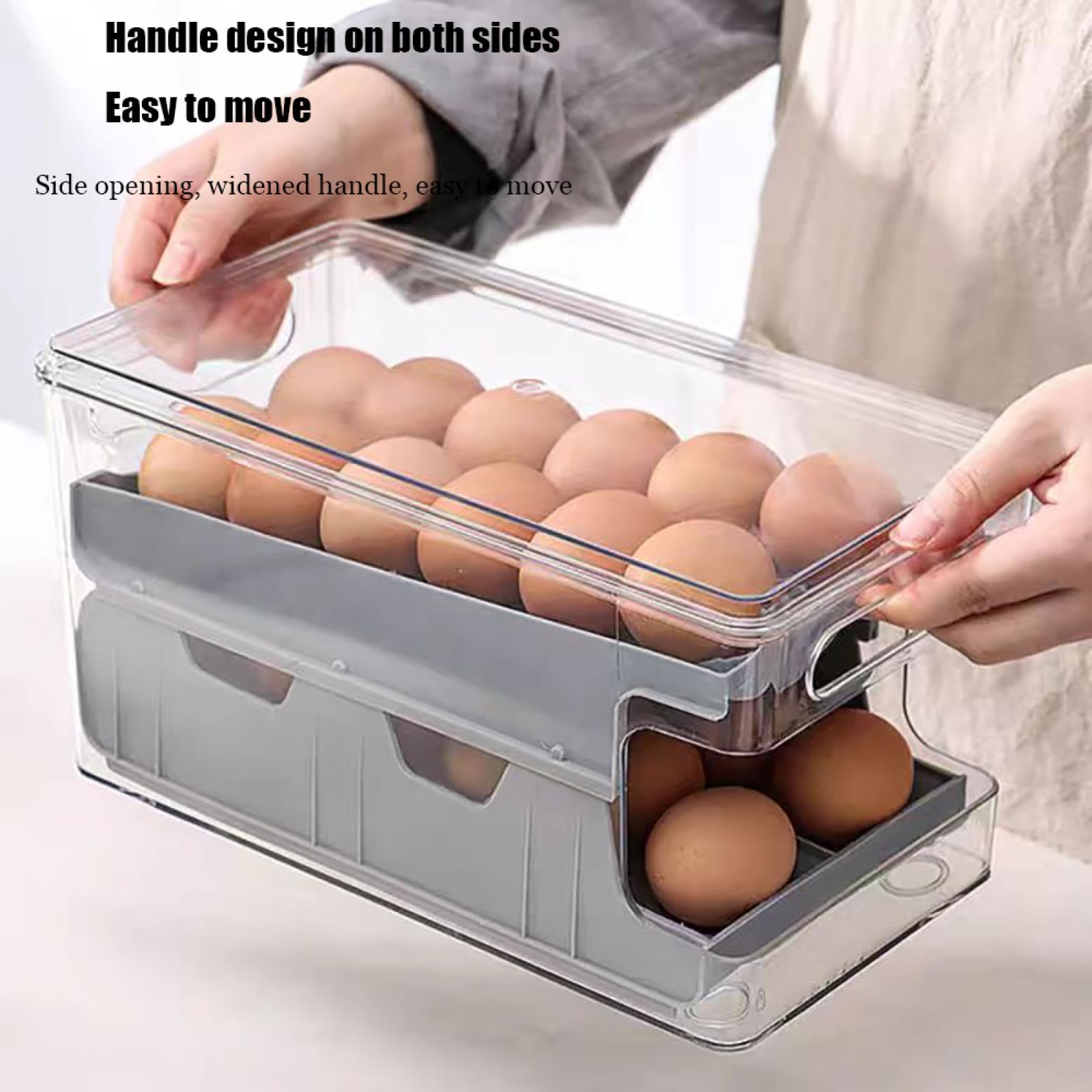 Caja de Almacenamiento de Huevos de Doble Capa,Soporte para Huevos para refrigerador,Almacenamiento de Huevos para encimera,Organizador de Huevos,Dispensador de Huevos para refrigerador