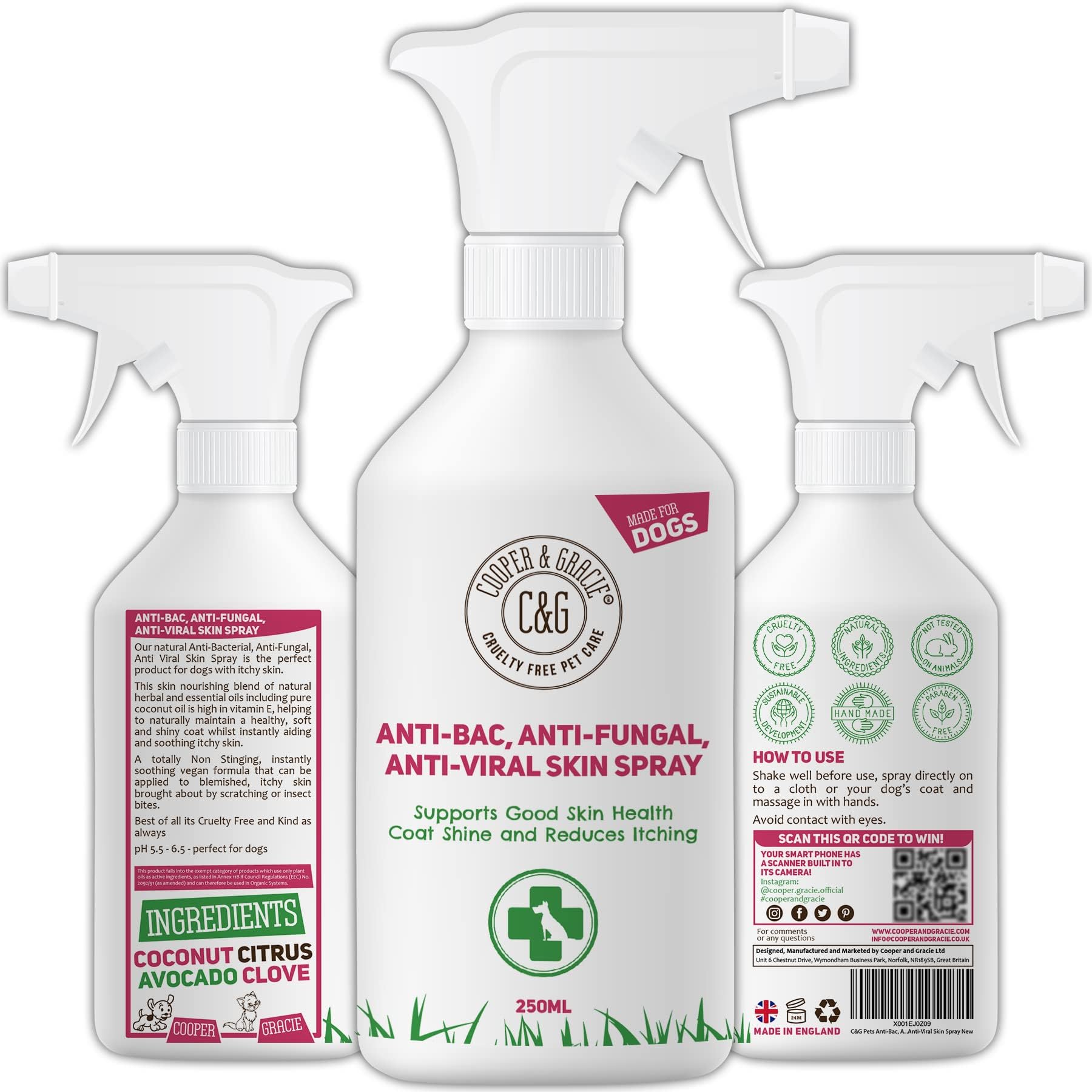 C&G Pets Dog Itch Spray for Skin Relief - Antibacterial Anti-Fungal Itchy Dog Spray for Skin Relief | Fast-Absorbing Antiseptic Spray for Dog Itchy Skin, Soothing Itch Relief by Cooper and Gracie