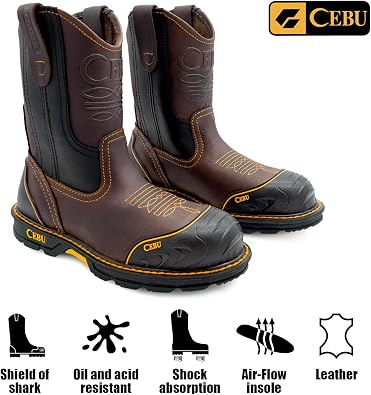 CEBU | Farmer Steel Toe Boots For Men | Handcrafted | Shark Shield Technology | Durable | For Professional Jobs