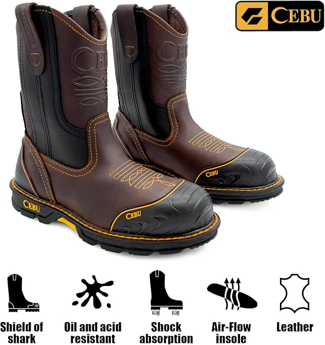CEBU | Farmer Steel Toe Boots For Men | Handcrafted | Shark Shield Technology | Durable | For Professional Jobs